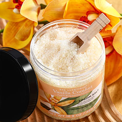 Bath Salts For Soaking, Spa Luxetique Epsom Salts Gifts Set For Women, Bath Salts For Women Relaxing, Epsom Salts Bulk With Wooden Scoop, Moisturize Skin, Epsom Salts For Soaking Bath Set #TOP4