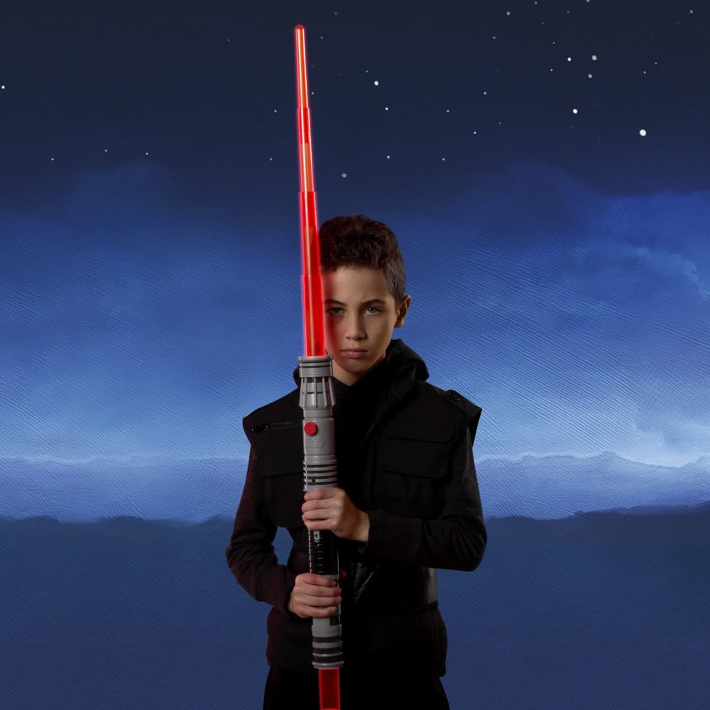 Star Wars, Darth Maul, Sable de luz electrónico de Doble Hoja, Sable de luz Rojo Oficial, para Usar con Disfraces, Juguetes para niños y niñas a Partir de 4 años