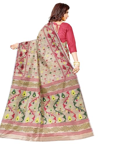 Image of Mayabi Women's Dhakai Jamdani Cotton Silk Saree Traditional Bengali Tant Korat Work, Without Blouse Piece