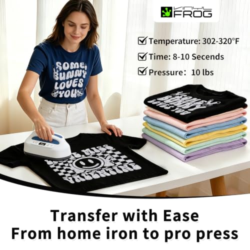Image of VINYL FROG Silver Glitter HTV Vinyl Roll 10'' x 8ft Silver Glitter Iron on Vinyl for All Cutting Machine Sparkly Heat Transfer Vinyl for T-Shirts & DIY Craft Gifts, Easy to Cut, Weed & Transfer