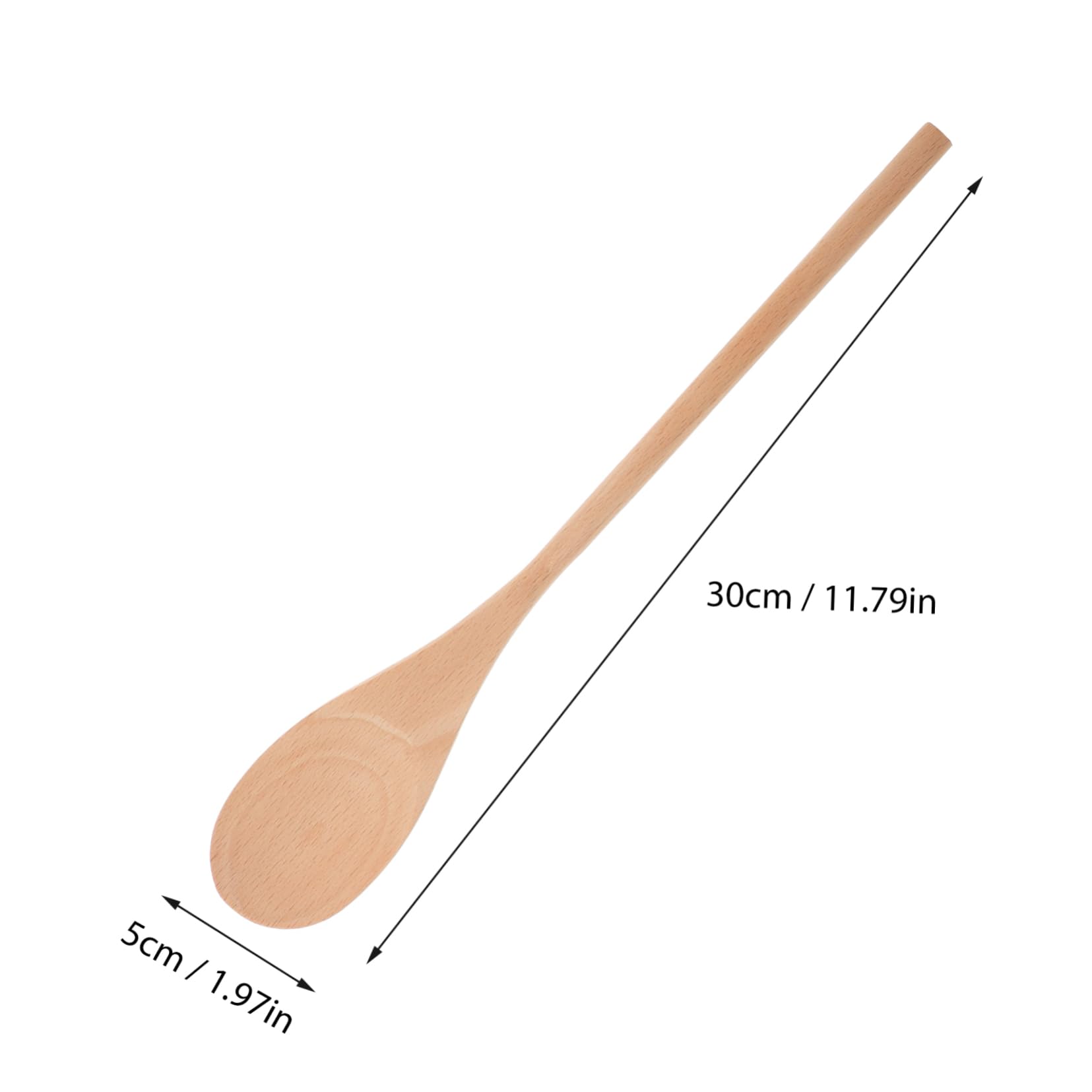 Cuchara de Madera de Mango Largo 24 Piezas, Utensilio de Cocina | Acabado sin Pintar, Diseño Ovalado, para Mezclar y Servir, Uso en Cocina y Manualidades, Color Beige