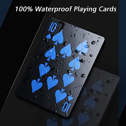 Naipes de poker plásticos impermeables negro premium miniatura 2