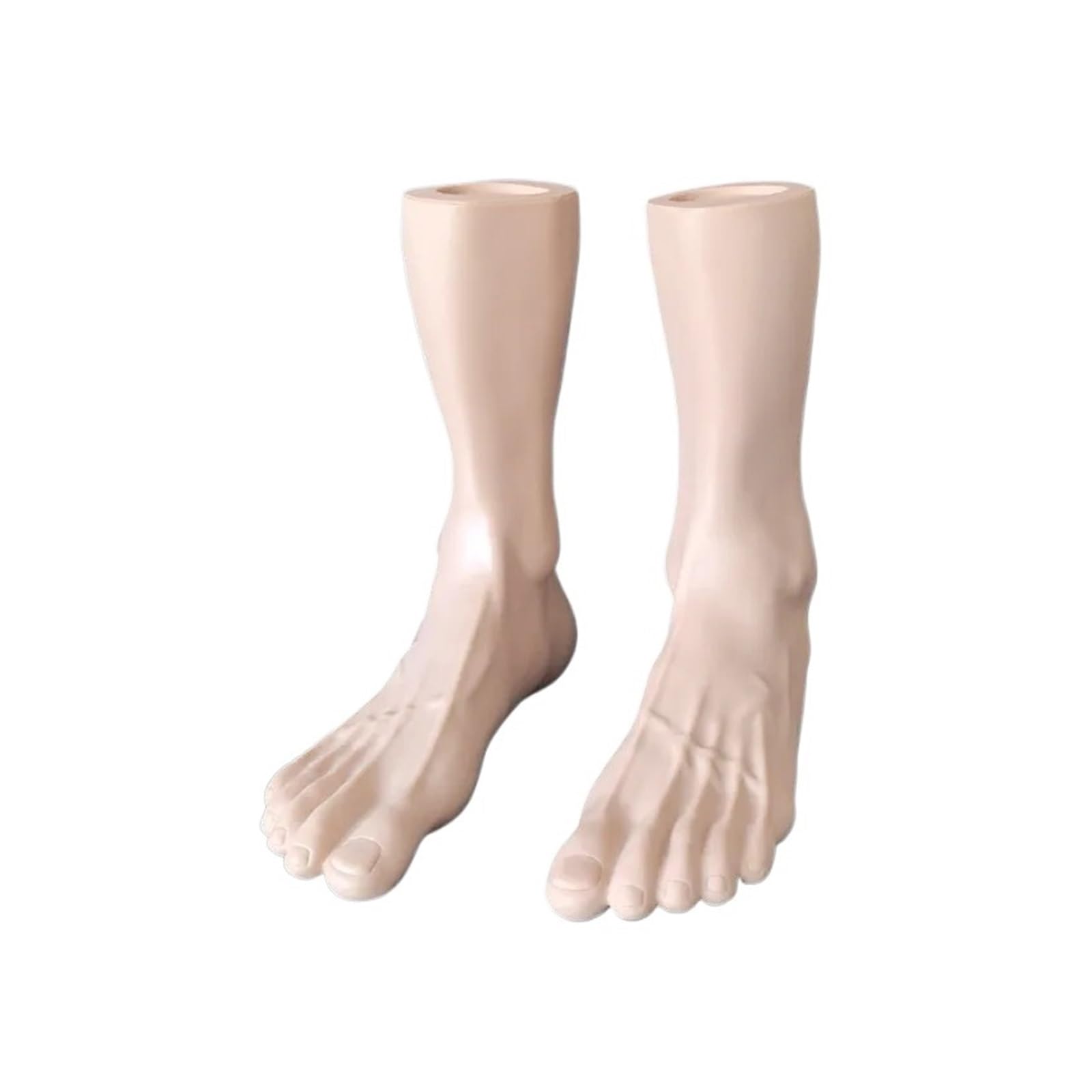 A Pair Of Realistic PVC Men's Standing Feet Model Socks Shoes Sketch Display Fake Mannequin Props(Brown)
