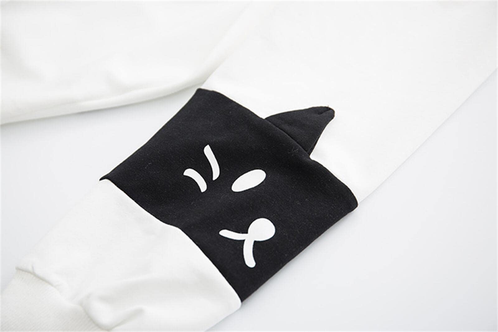 Sweat à capuche avec oreilles de chat Kawaii Anime Esthétique Mignon Preppy Japonais Lettre Sweat-shirt Light Academia Pull Cartoon Top