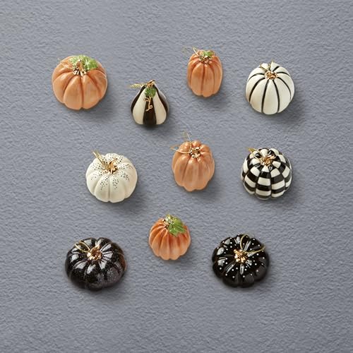 Image of Lenox Pumpkin 10-Piece Mini Porcelain Halloween Hanging Ornament Set