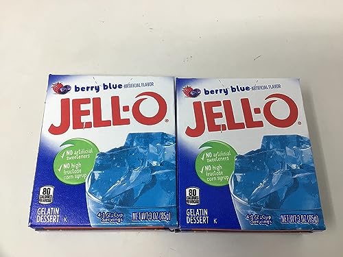 Image of JELLO Berry Blue Gelatin Dessert Mix 3 Ounce Box (Pack of 2)