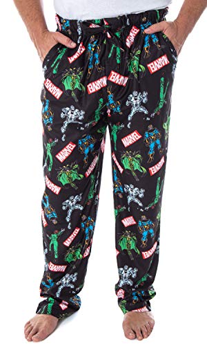 Marvel Men's' Vintage Comic Villains Thanos Red Skull Hela Ultron Allover Pattern Lounge Sleep Pajama Pants