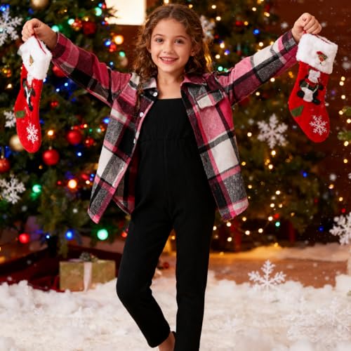 Image of Toddler Girl Clothes Plaid Long Sleeve Button Down Shirt Corduroy Overall Jumpsuit Girls Fall Winter Outfit Set