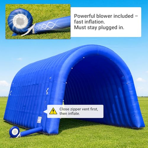 Image of OZIS 20x10x10Ft Large Inflatable Tunnel Sports Tunnel Entrance with Powerful Blower Inflatable Tunnel Tent for Business Advertising Event Exhibition Promotion,Street,Shop,Supermarket,School(Blue)