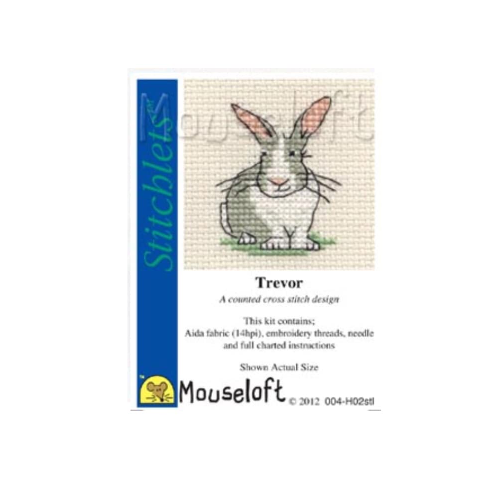 Mouseloft Earth Tones, Pastels Mini Cross Stitch Kit - Trevor The Rabbit, Stitchlets Collection