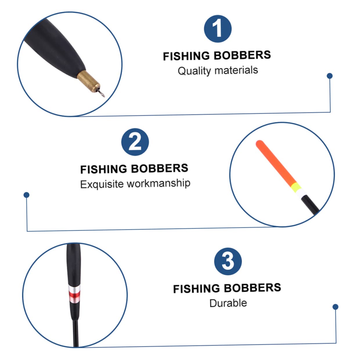 Kit de 6 Flotteurs de Pêche en Bois pour Pêche Marine et Lacustre, Forme Unique, Sensibilité Améliorée et Longue Portée pour Suivi des Poissons