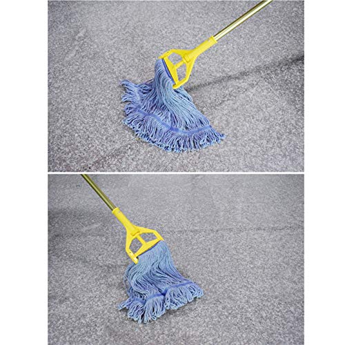 Image of String Mop Heads Replacement Heavy Duty Commercial Grade Blue Cotton Looped End Wet Industrial Cleaning Mop Head Refills (4, Large)