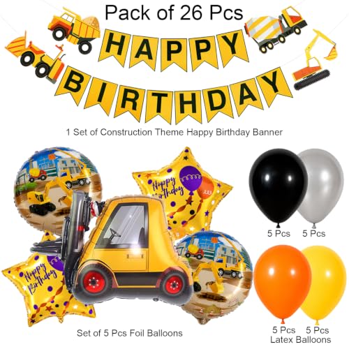 Image of 26 Pcs Construction Theme Birthday Decoration Kit, for Kids