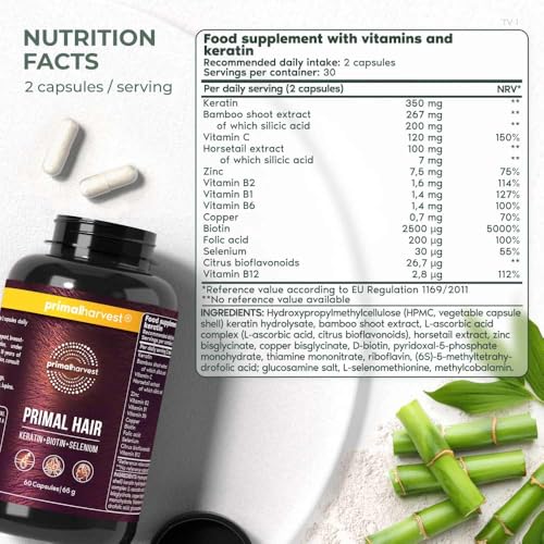 Primal Harvest Hair Growth - Hair Vitality Supplement with Selenium, Zinc & Biotin, for Men & Women, Multivitamin,1 Pack: 30 Servings - Image 3