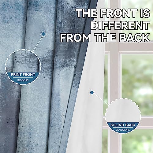 Image of Asuexpect Dusty Blue Abstract Curtains 2 Panels Set Navy Grey Geometric Curtain Modern Chic Window Treatments Decorative for Farmhouse Living Room Bedroom Window 50% Darkening Curtain 42x63 Inch