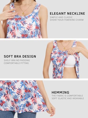 Image of Rosyline Tank Top for Women with Built in Bra Flowy Swing Undershirt Tank Tops S-4XL