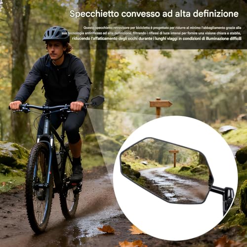 Espejo lateral para bicicleta con ajuste de 360 grados y lente angular antiimpactos 2