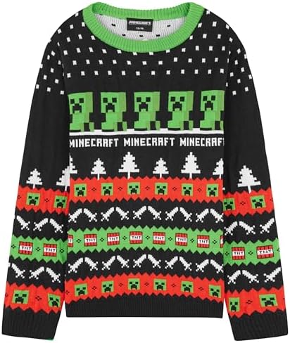 Minecraft Christmas Jumper for Boys Teenagers Creeper Crew Neck