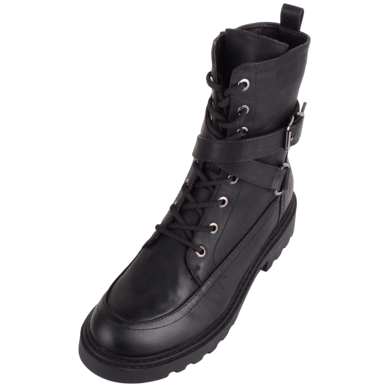 Bottines à lacets en similicuir noir aux finitions soignées - 8