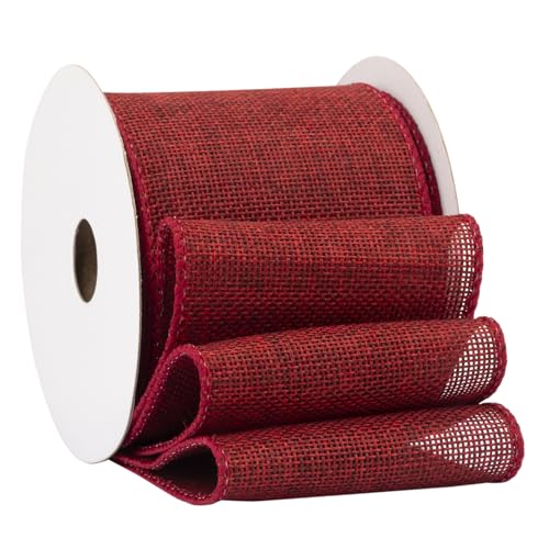 Fondersy 9-Meter Sherry Burlap Ribbon Wired Burlap Ribbon, 75mm Width for Gift Wrapping Floral Arrangements, Wreath Making