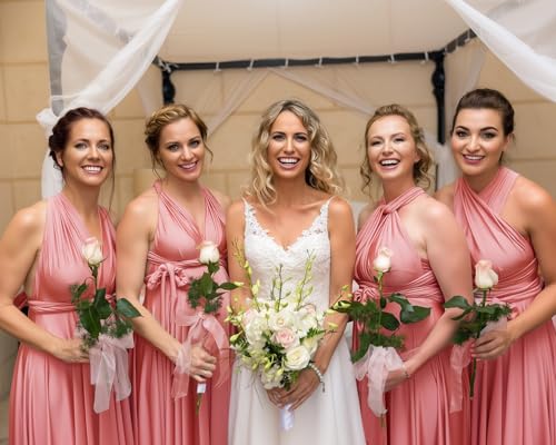 Image of Multi-Way Wrap Infinity Maxi Dress for Bridesmaids & Wedding Guest | 31 Colors for All Wedding Themes, One Size & Plus, 1 Dress for Any Events, Evening, Prom, Gala, Non-See-Through, Wrinkle-Free
