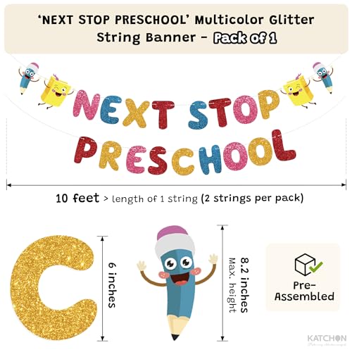 Image of Katchon Next Stop Preschool Banner - Graduation Decorations 2026 Preschool Graduation Party Decorations, Preschool Graduation Banner, Prek Grad Decorations for Children Graduation Party