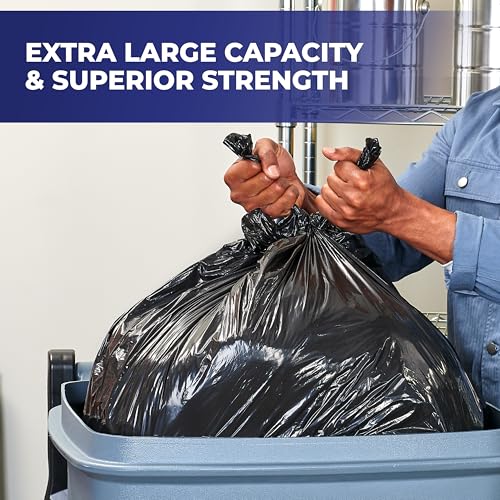 Hefty 65 Gallon Cart Liner Extra Large Trash Bags, Black, Unscented, 10ct - image 4
