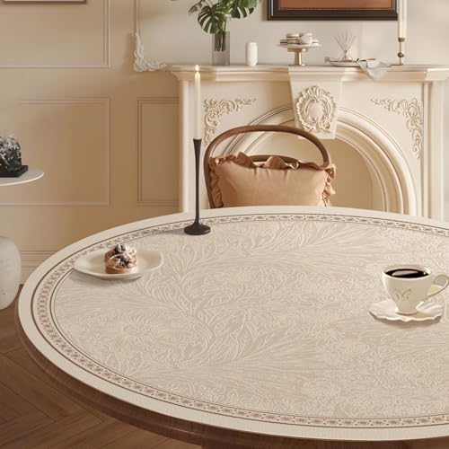 mongdodo テーブルマット 花柄 カラー2 テーブルクロス 防水防油 耐熱 汚れ防止 PUレザー製 撥水 フラワー柄 オシャレ 拭ける 防水テーブルクロス pu皮革生地 北欧 食卓カバー ラウンド 円形 135cm 食卓カバー おしゃれ 家庭用