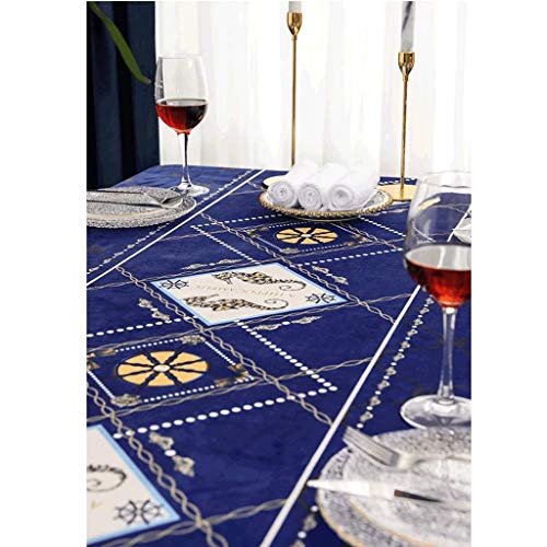 Nappe de table rectangulaire en velours bleu saphir 140x140cm - 3