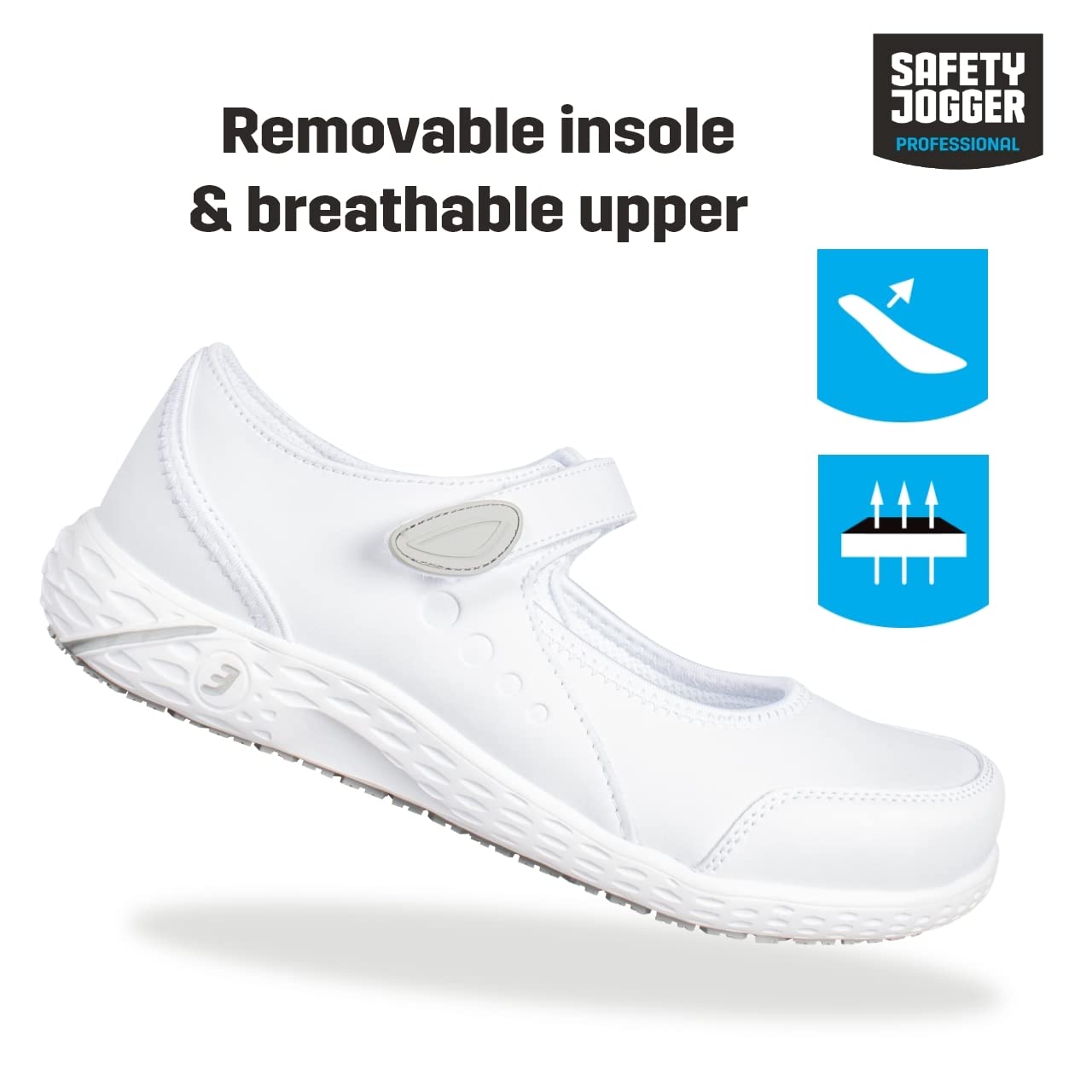 SAFETY JOGGER Chaussure de Sécurité pour Femme - Nilda - Chaussure de Travail Légère et Confortable avec Scratch - Idéales pour Infirmières et Cuisine - Antidérapantes - Oxypas