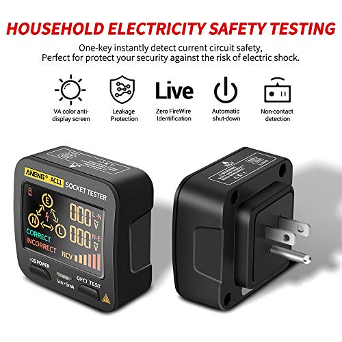 Lianai AC11 Socket Tester Detector de Vazamento Elétrico Visor LCD Fio Terra Linha Zero Fio Vivo Fas