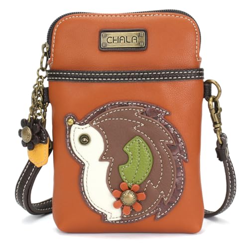 Image of CHALA Woodland Animal Collection Cell Phone Crossbody Purse-Women PU Leather /Canvas Multicolor Handbag with Adjustable Strap