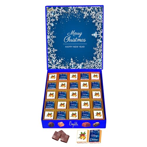 Image of Expelite Merry Christmas and Happy New Year Chocolate Gift for Wife -25 Pc Merry Christmas and Happy New Year Chocolate Gift for Girlfriend, Boyfriend, Husband & Wife