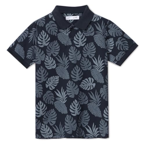 Image of Alan Jones Clothing Boys Regular Fit All Over Print Polo T-Shirt | Cotton Blend | Ribbed Hems | Ages 6-16 Years