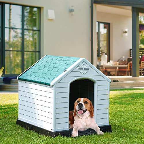 YITAHOME 28.5” Plastic Dog House Outdoor Indoor Doghouse Puppy Shelter Water Resistant Easy Assembly Sturdy Dog Kennel with Air Vents and Elevated Floor (28.5”L*26”W*28”H, Blue) YITAHOME 28.5” Plastic Dog House Outdoor Indoor Doghouse Puppy Shelter Water Resistant Easy Assembly Sturdy Dog Kennel with Air Vents and Elevated Floor (28.5”L*26”W*28”H, Blue)