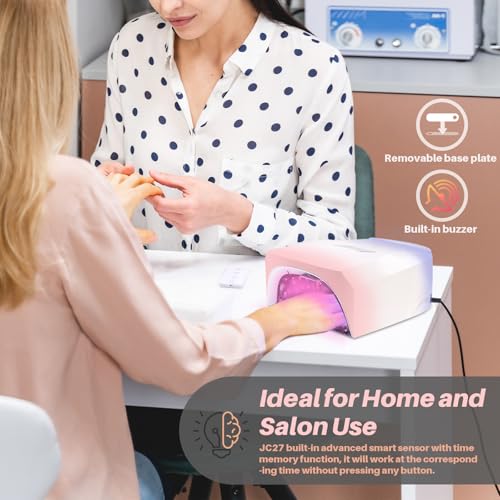 Image of 96W Cordless UV LED Nail Lamp, Periwinkle to Pink Gradient | 52 Beads Quick Dry with Remote | 4 Timer Settings & Auto Sensor | Rechargeable Gel Nail Light for Manicure Pedicure