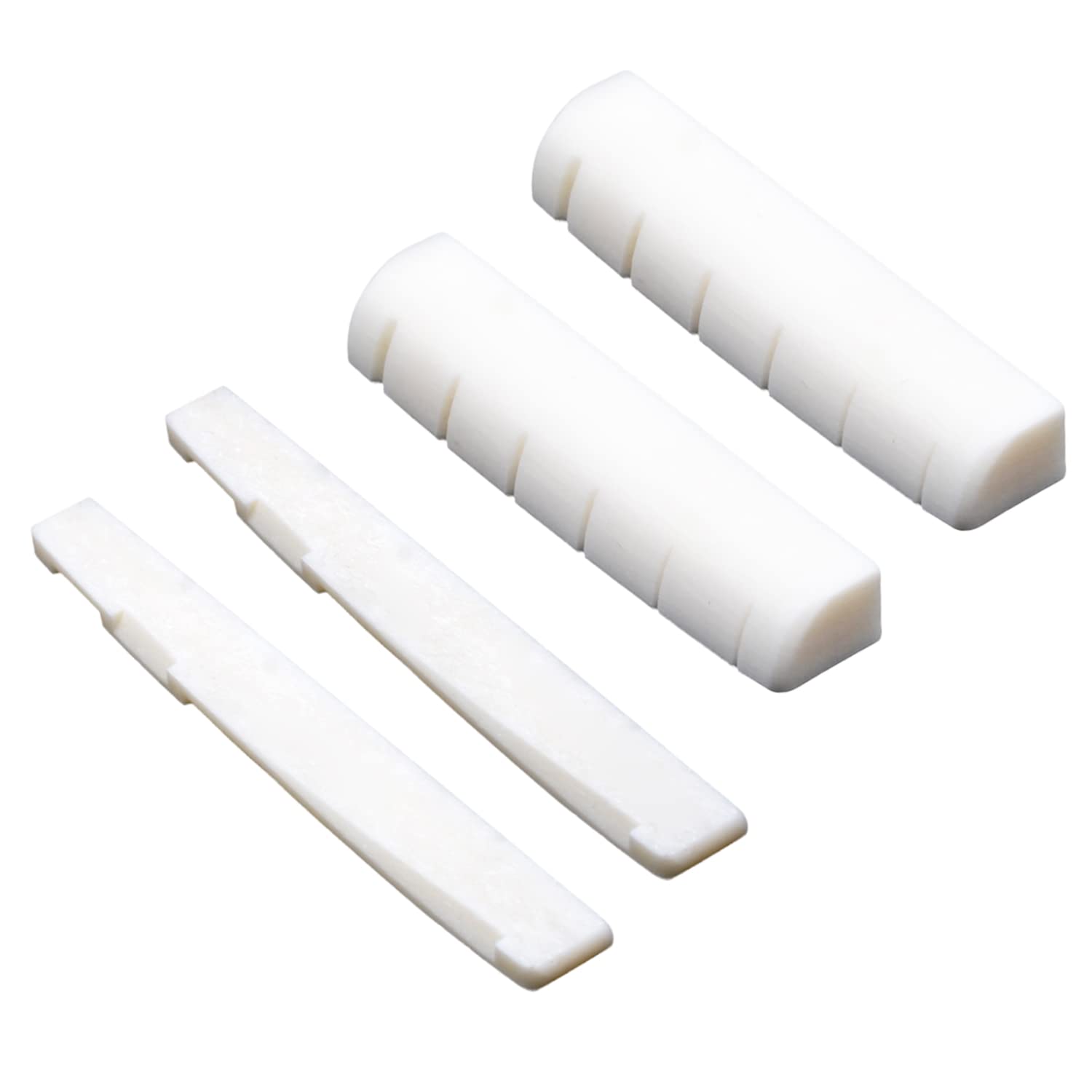 MAXCHEER 6 String Acoustic Guitar Bone Bridge Saddle and Nut Made of Real Bone with 2pcs Sandpaper(2 set Acousitc Bone Saddle and Nut)