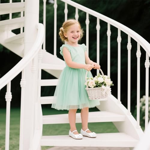 Kiderence Kleine Kleinkind Mädchen Kleid Schuhe Ballerina Ballett Wohnungen Kinder Mary Janes （Weiß 25）
