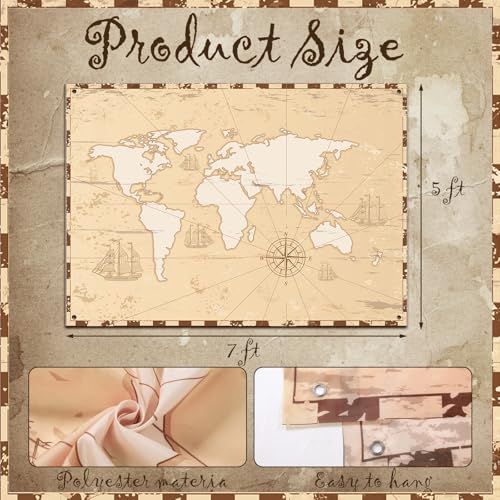 Fondo Fotográfico Vintage Mapa Mundial 7 x 5 ft miniatura 2