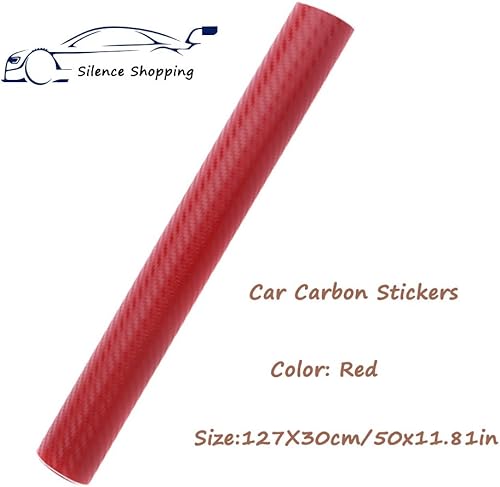Miniatura 2 de Rollo de vinilo de fibra de carbono 3D para coche, rollo de lámina adhesiva, color rojo, 50.0 x 11.8 in, 50 x 11.8 pulgadas (rojo) Rojo -,Negro