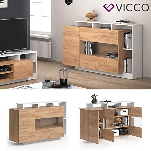 Vicco Woonwand Linnea, aanbouwwand, sideboard, lowboard, wandplank, woonkamer, kast (Sideboard) - Image 3
