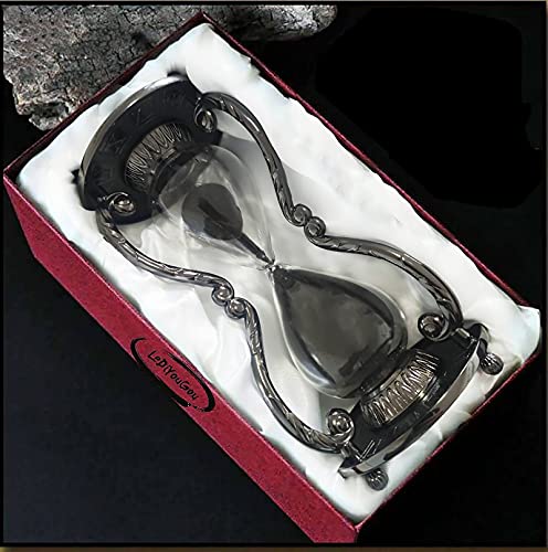 Black Antique Decorative Hourglass Sand Timer - 30 Minute, Unique Vintage 12 Constellations Metal Art Hour Glass For Office Desk Home Decor - Birthday Gift,Aquarius #TOP7