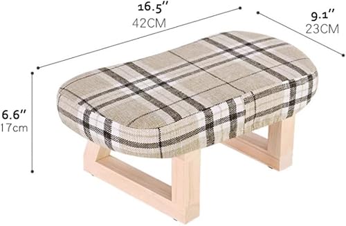 Miniatura 3 de Banco otomano pequeño de madera maciza, taburete rectangular con patas de madera, asiento acolchado moderno, taburete bajo, taburete para sala de
