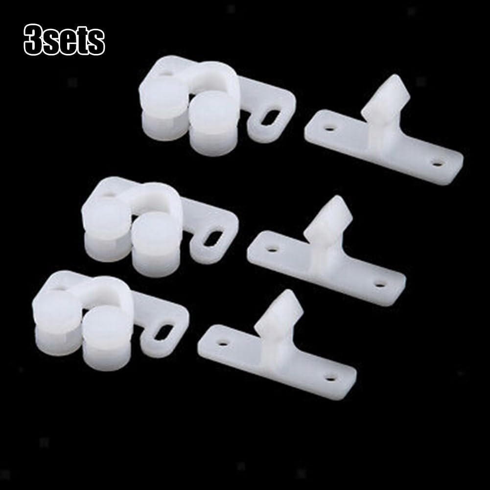 3Pcs bianco Marine Barca Ball Catch Door Cabinet Spring Back Plate Roller Latch Plastic Catches Cabinet Hardware