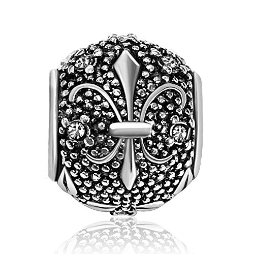 Fleur De Lis Flower Charm Birthday Birthstone Womens Beads Charms for Bracelets Family Grandma Mother Thanksgiving Christmas3