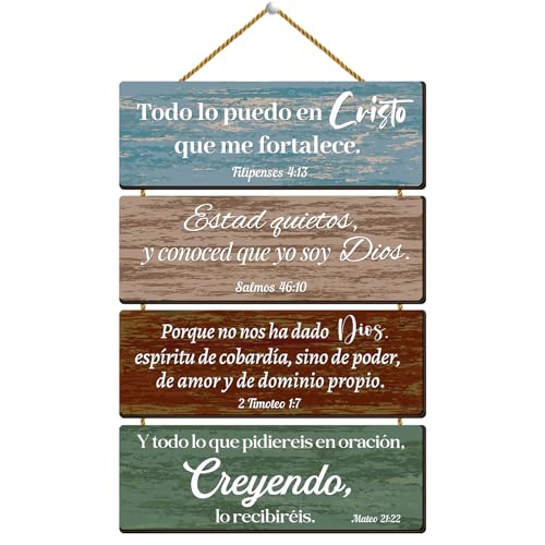 Thrist Spanish Bible Verses Wall Decor 4PCS Religious Bible Verse