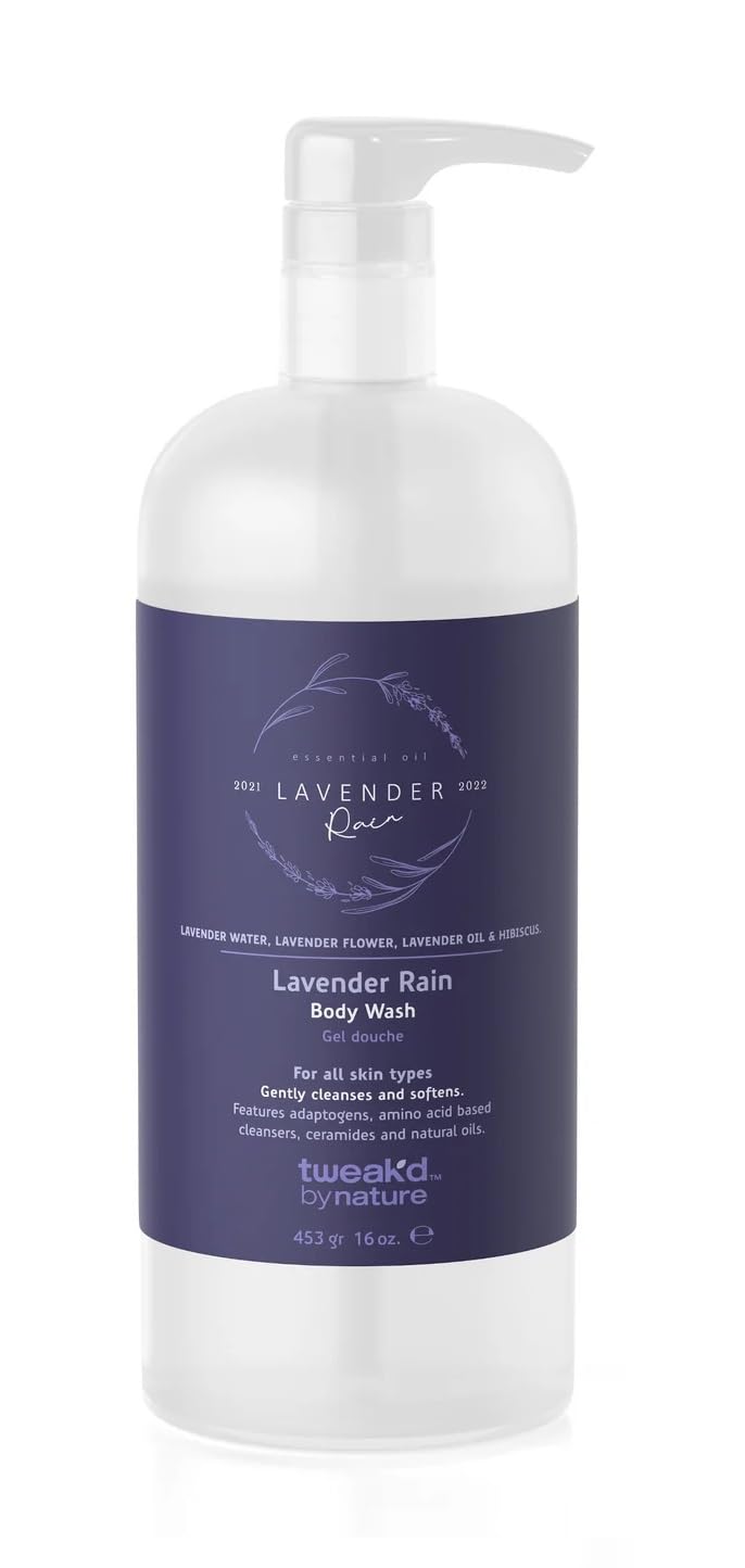 Tweak’d by Nature - Lavender Rain Body Wash, Sulfate Free, Natural, Hydrating and Moisturizing, Gentle Lavender Shower Gel and Body Wash for Women (1 Pack)
