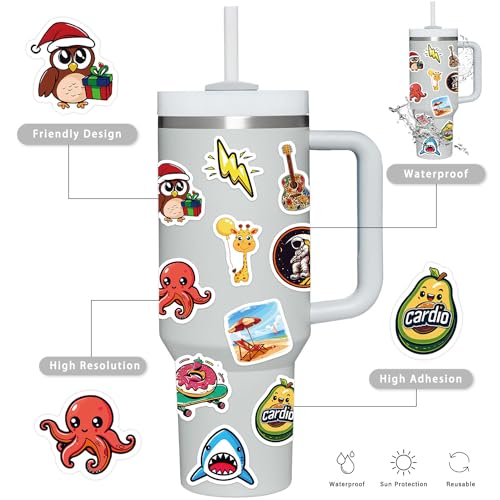 Image of Water Bottle Stickers 200 Pcs Kawaii Cute Sticker Pack, Prizes for Kids Classroom, Waterproof Vinyl Stickers for Water Bottles Scrapbook Laptop Journal Luggage MacBook Skateboard Tumbler Guitar etc