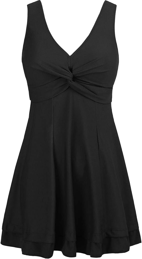 Wantdo Women's Plus Size Swim Dress Modest Swimsuit Vintage Peacock One