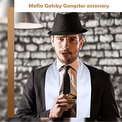 Geyoga 1920'S Scarf With Tassels Halloween Costume White Scarf Long Shawl Mens Fancy Dress 1920S Accessories For Men Women Outfit 1920'S Gangster Cosplay Party Decoration Supplies #TOP3